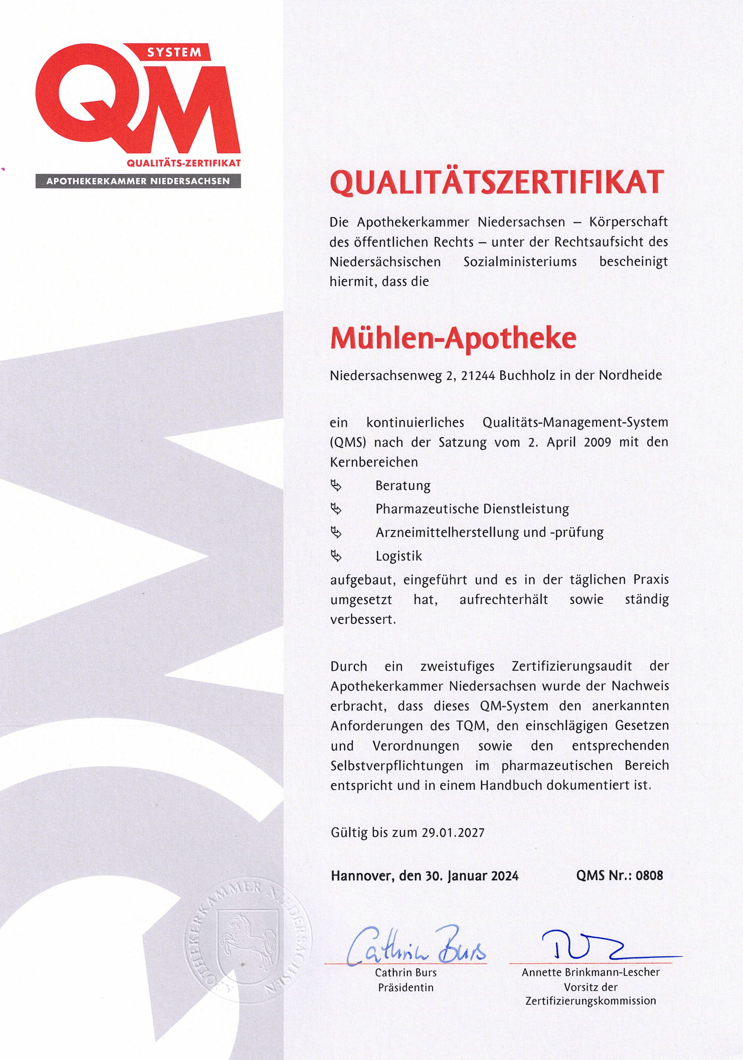 QMS-Zertifikat
